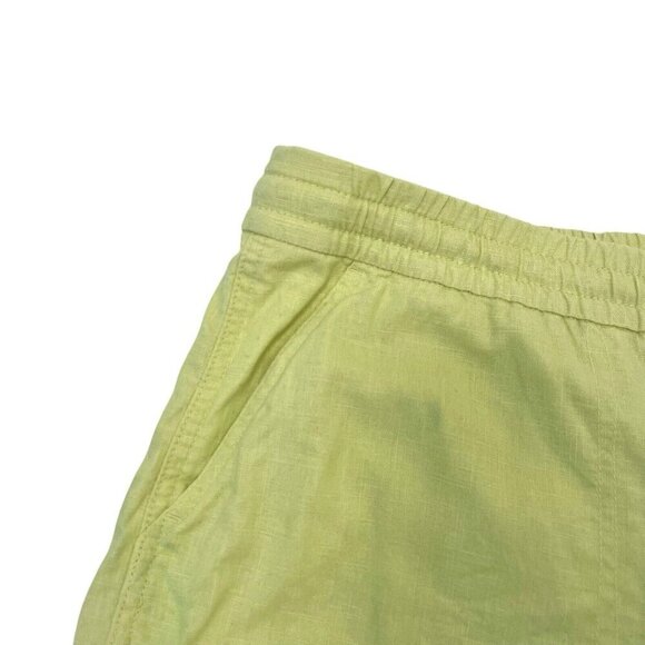 J. CREW Linen Blend Pull-On Lightweight Shorts Pockets Neon Yellow size Large - Picture 3 of 6